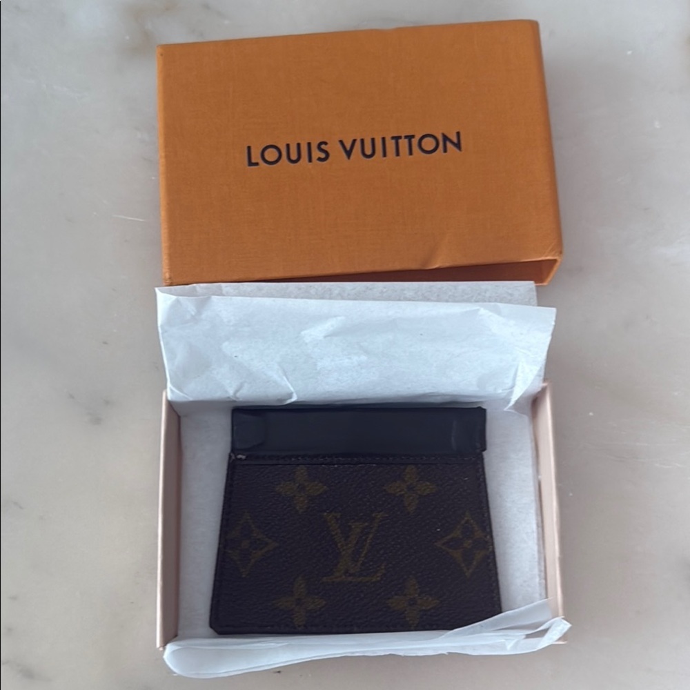Louis Vuitton Black and Brown Monogram Coin Purse or Card Holder Vintage